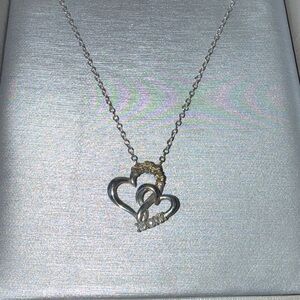 Zales double heart diamond necklace
